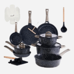 🍳 22PCS Nonstick Ceramic Cookware Set Black Granite
