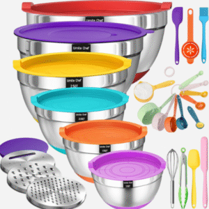 🥣 26PCS Stainless Steel Mixing Bowls Set with Lids & Graters 1