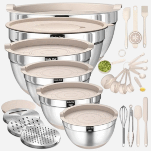 🥣 26PCS Stainless Steel Mixing Bowls Set with Lids & Graters
